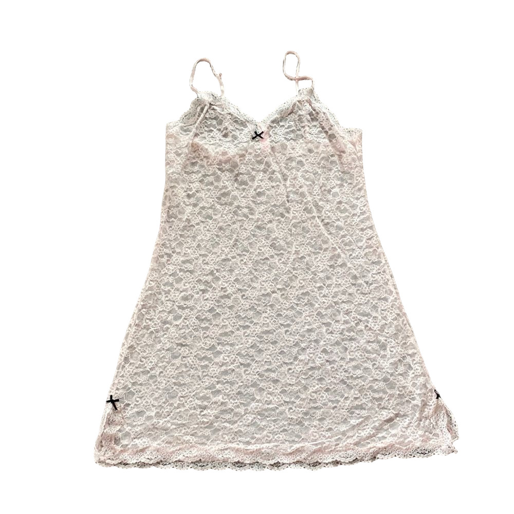 Victoria’s Secret Pink Sheer Floral Lace Chemise Slip Lingerie SIZE L